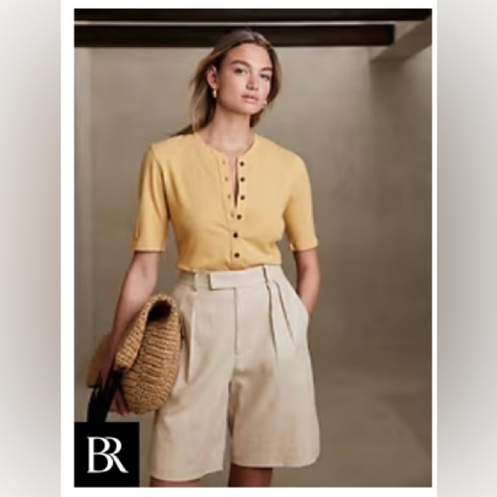 Banana republic HERITAGE ELBOW-SLEEVE HENLEY, yellow, XS